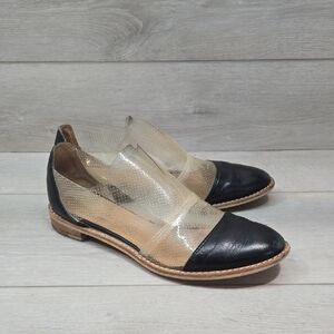 All Black Women Black &Transparen Loafer Slip On Shoes Sz 39/8.5
